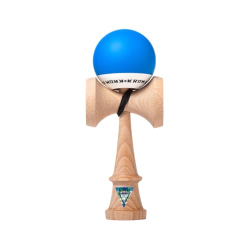 KROM Kendama POP Rubber Dunkelblau - aus Holz für Anfänger und Fortgeschrittene - Geschicklichkeitsspiel für draußen und drinnen - Holzspielzeug mit Schnur und Ball - Kendama Skilltoy Kugelfangspiel von KROM