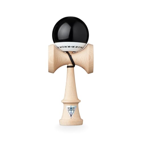 KROM - Kendama POP LOL Schwarz - Hohe Holzqualität - Für Anfänger und Profis - Pack : Ersatzschnur + Stickers von KROM