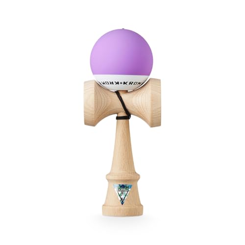 KROM Kendama POP Rubber Lavendel - aus zertifiziertem Buchenholz - Hohe Holzqualität - Für Anfänger und Profis - Pack : Ersatzschnur + Stickers von KROM