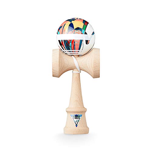 KROM Original Pro Kendama - Noia 4 - aus Holz für Anfänger und Fortgeschrittene - Geschicklichkeitsspiel für draußen und drinnen - Holzspielzeug mit Schnur und Ball - Kendama Skilltoy Kugelfangspiel von KROM