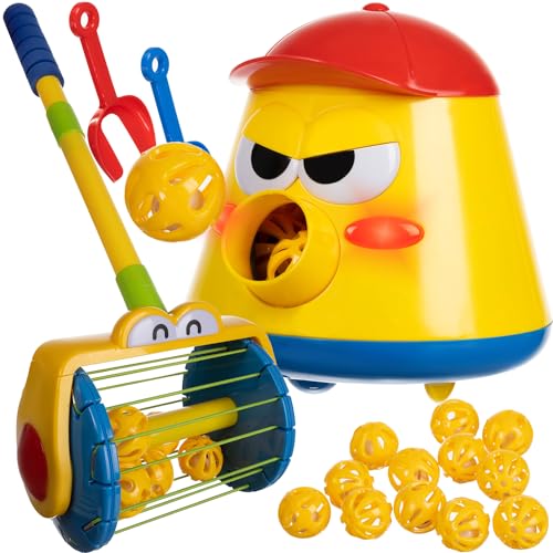 Ballstaubsaugerspielzeug Lauflernhilfe Ballwerfer Ballpicker Ball Launcher & Collector Geschenk für Kleinkinder Montessori 22952 von KRUZZEL