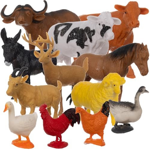 KRUZZEL Bauernhoftiere Set 12 landwirtschaftliche Tierfiguren Realistische Scheunentiere Farm World Lernspielzeug für Kinder ab 3 Jahren 24854 von KRUZZEL