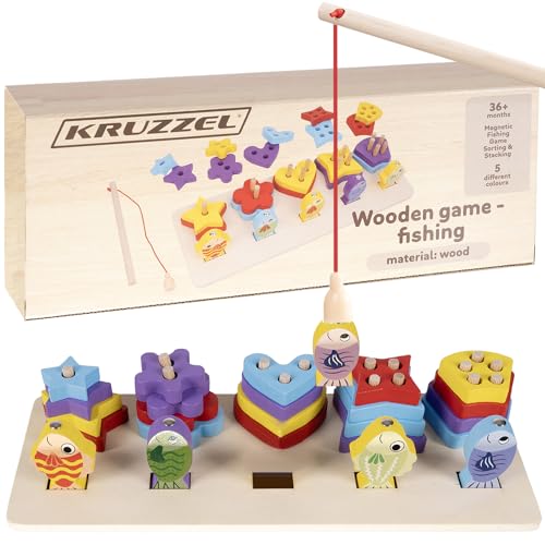 KRUZZEL Magnetisches Angelspiel Holzpuzzle Sorter Montessori Lernspielzeug 22565 von KRUZZEL