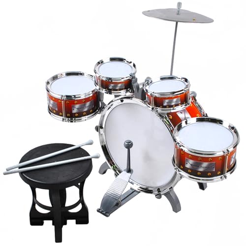 KRUZZEL Schlagzeug Kinder 5-teilig Ab 3 Jahren – Komplettes Drum-Set mit Hocker & Becken für kleine Musik-Fans - Kinderschlagzeug 22464 von KRUZZEL