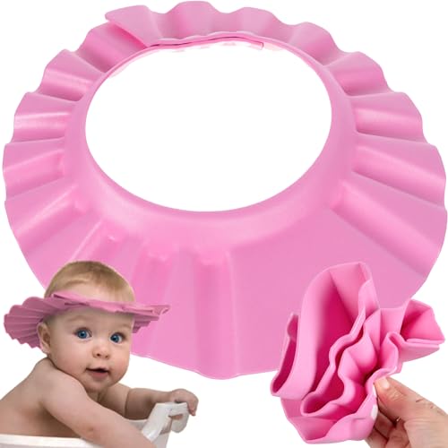 KRUZZEL Schutzkappe für Kinder beim Haarewaschen Duschhaube Verstellbar Haarwaschhilfe Shampoo Cap Rosa/Blau 23451, Farbe:Rosa/pink von KRUZZEL
