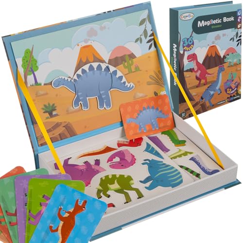 Magnete Puzzle Buchen Dinosaurier Spielzeug für Kinder ab 3 Jahre 43 Teile Magnettafel Musterkarten Magnete Reisespiele 24730 von KRUZZEL