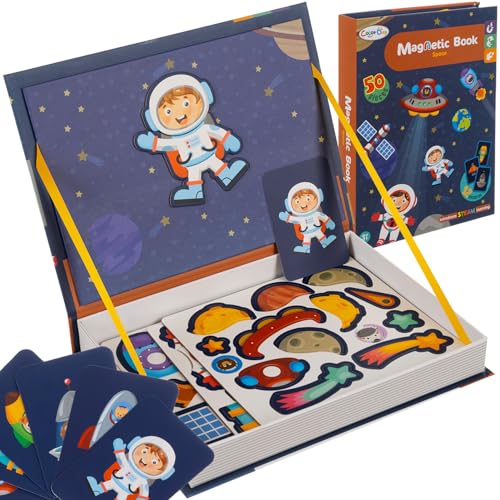 Magnete Puzzle Buchen Weltraum Spielzeug für Kinder ab 3 Jahre 57 Teile Magnettafel Musterkarten Magnete Reisespiele 24731 von KRUZZEL