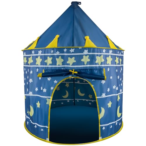 KRUZZEL Speilzelt für Kinder Zauberer-Schloss Sternenhimmel Indoor Outdoor Blau 23474 von KRUZZEL