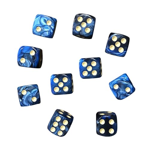 KRYMSON 10 Stück Schwarze Und Blaue Sechsseitige Würfel, Mini-Acrylwürfel, Tischspiele, 6-Seitige Gaming-Würfel, Gaming-Würfel-Set, Würfel-Set Für Brettspiele von KRYMSON