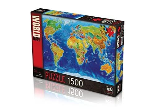 KS Games 22011-Puzzle 1500- Weltkarte-World Map-85cm x 60cm von KS Games