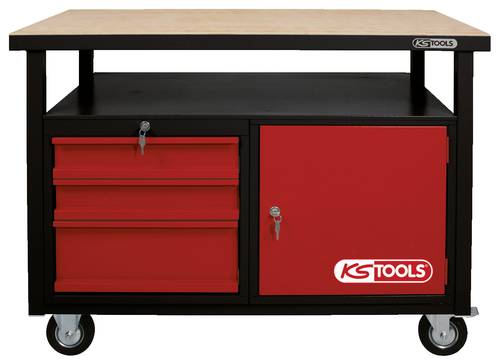 KS Tools 8650101 Fahrbare Werkbank mit 3 Schubladen und 1 Tür (B x H x T) 1200 x 840 x 600mm von KS Tools