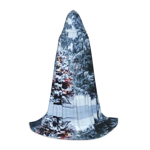 KSANNNS Bedruckter Jugend-Kapuzenumhang mit Weihnachtsbaum, volle Breite, strapazierfähiges Polyester-Spandex-Mischgewebe von KSANNNS