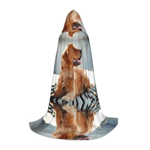 KSANNNS Golden Retriever Hunde-Kapuzenumhang, bedruckt, volle Breite, strapazierfähiges Polyester-Spandex-Mischgewebe von KSANNNS