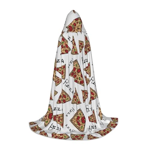 KSANNNS Kapuzenumhang mit Pizza-Muster, bedruckt, volle Breite, strapazierfähiges Polyester-Spandex-Mischgewebe von KSANNNS