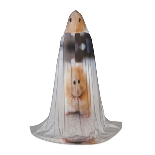 KSANNNS Kastanienbrauner Hamster-Kapuzenumhang, volle Breite, bedruckt, strapazierfähiges Polyester-Spandex-Mischgewebe von KSANNNS