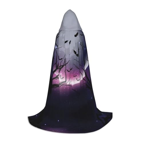 KSANNNS Purple Moon bedruckter Jugend-Kapuzenumhang, volle Breite, bedruckt, strapazierfähiges Polyester-Spandex-Mischgewebe von KSANNNS