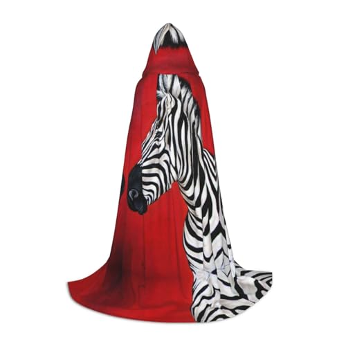 KSANNNS Zebra-roter bedruckter Jugend-Kapuzenumhang, volle Breite, bedruckt, strapazierfähiges Polyester-Spandex-Mischgewebe von KSANNNS