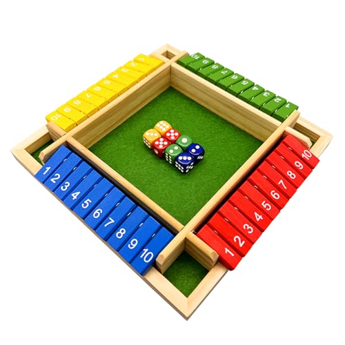 KSBBHDS 1 Satz Spiele in Geschlossener Box, Brettspiele Aus Holz, Spielzeug Für 4 Spieler, Bunte Zahlenspiele, Lustige Spiele Auf Vier Seiten, Spiele Für Erwachsene Und Kinder von KSBBHDS