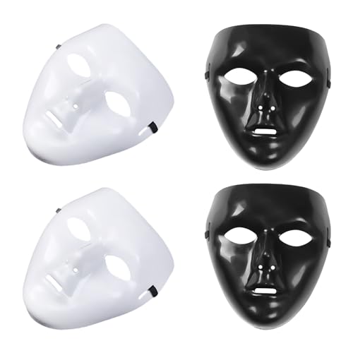 KSBBHDS 4-Teilige Maske, Maskerade-Maske, Karnevalsmaske, Vollgesichtsmaske, Kostüm-Requisite, Coole Maskerade-Maske, Gesichtsbedeckungs-Requisite(Schwarz, Weiß) von KSBBHDS