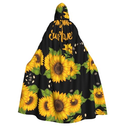 KSEFXXPKA Kapuzenumhang mit Sonnenblumen-Aufdruck, perfekt für Halloween, Cosplay, Kostümpartys und mehr von KSEFXXPKA