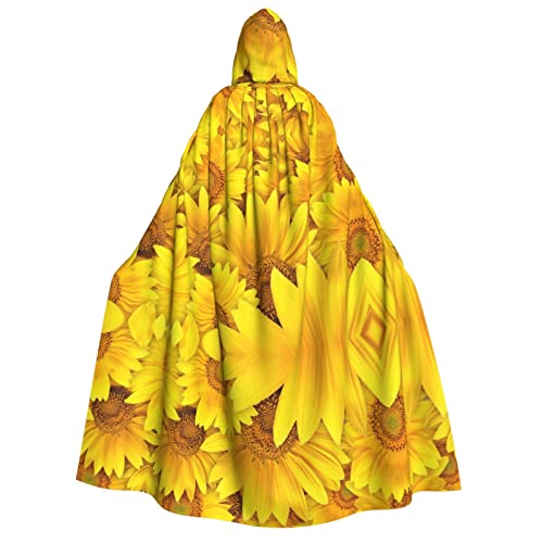 KSEFXXPKA Kapuzenumhang mit Sonnenblumen-Aufdruck, perfekt für Halloween, Cosplay, Kostümpartys und mehr von KSEFXXPKA