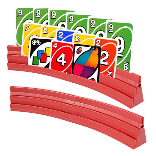 2 Pcs Kartenhalter Kinder Ultra Große Kapazität 3 Gebogene Neigungen Kartenhalter Spielkarten Gestapeltes Speicher Spielkartenhalter Spielkartenständer Konzentriert bleiben zum PokerUNO-Spielen (Rot) von KTCINA