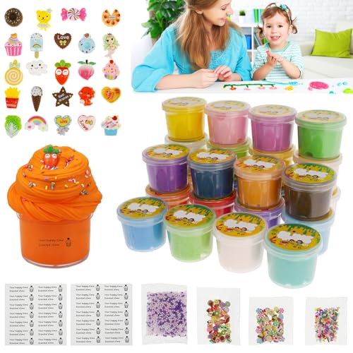 24 Tage Slime Adventskalender 2024 30ml Gefüllt mit Fruchtigem Ultra Sicher Fesselnd DIY Slime Kit Schleim Set Adventskalender Spielzeug 2024 Weihnachtskalender Geschenke Kinder (Stil1) von KTCINA