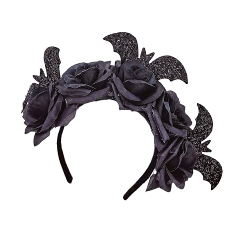 KUAIYIJU Punk Fledermaus Rose Stirnband für Halloween Frauen Mädchen Dekoratives Haarband Maskeraden Requisiten Dunkle Serie Hexe Cosplay Hairhoop von KUAIYIJU