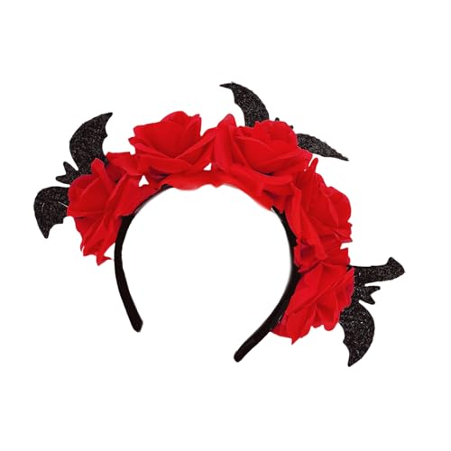 KUAIYIJU Punk Fledermaus Rose Stirnband für Halloween Frauen Mädchen Dekoratives Haarband Maskeraden Requisiten Dunkle Serie Hexe Cosplay Hairhoop von KUAIYIJU