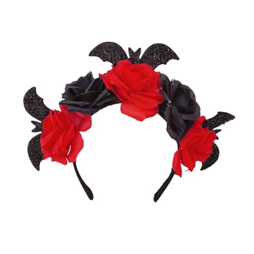 KUAIYIJU Punk Fledermaus Rose Stirnband für Halloween Frauen Mädchen Dekoratives Haarband Maskeraden Requisiten Dunkle Serie Hexe Cosplay Hairhoop von KUAIYIJU