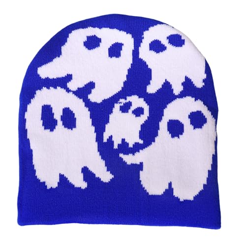 KUAIYIJU Unisex Vielseitiger stilvoller Totenkopf-Hut, gestrickter Hip-Hop-Hut für Damen und Herren, Bild-Requisiten, trendig, Halloween-Party von KUAIYIJU