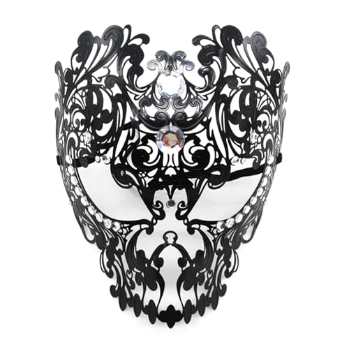 KUAIYIJU Zartes Vollgesichtsmetall, Party, verstellbar, Vollgesichtsmetall mit Diamant-Charm, für Maskeraden und Halloween von KUAIYIJU