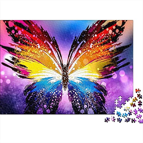 Puzzles für Erwachsene 1000 Teile Puzzle Verlaufspuzzle Schwierig und Herausforderung Lernspielzeug zum Stressabbau für Erwachsene Kinder | bunter Schmetterling 38 x 26 cm von KUANGZEHUA