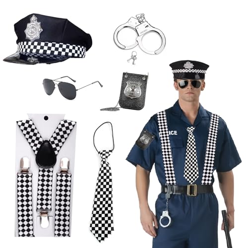 KUBDPQOR polizei kostüm, Polizist Handschellen Sonnenbrille Abzeichen Detektiv Cop Swat Rollenspiel Zubehör Halloween Party Kostüm Verkleiden KUBDPQOR polizei kostüm, Polizist Handschellen Sonnenbrille Abzeichen Detektiv Cop Swat Rollenspiel Zubehör Halloween Party Kostüm Verkleiden von KUBDPQOR