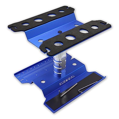 KUBOWAI RC Auto Aluminium Reparatur Workstation， 360 ° Drehung/Heben/Senken Arbeitsständer für 1/8 1/10 1/12 Truck Off Road Modellauto(Blau) von KUBOWAI