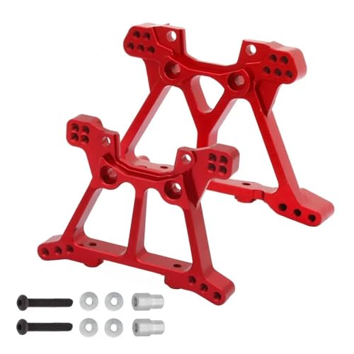 Aluminium Metall Vorne und Hinten Shock Tower Set 6838 6839 for Traxxas 1/10 Slash 4x4 4WD RC Auto Ersatz Upgrade Teile(Rood) von KUENCE