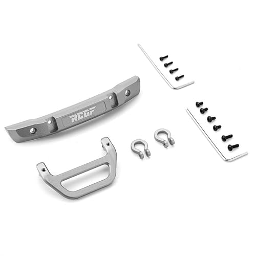 KUENCE 1/24 Aluminum Alloy Durable Front Bumper RC Upgrade Part Rc Front Bumper for SCX24 RC Car Part Silver(Silver) von KUENCE