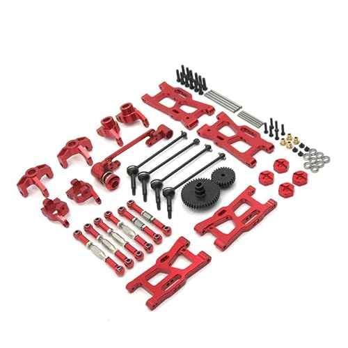 KUENCE 144001 144002 144010 124017 124019 Metall Upgrades Teile Modifikation Kits Schwinge Stoßdämpfer Set RC Auto Teile(Rood) von KUENCE