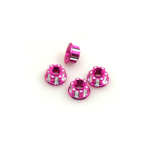 KUENCE 4 Stück M4 Sechskant-Sicherungsmuttern Sechskant D3 D4 1/10 Auto-Upgrade-Teile-Zubehör(4Pcs Pink) von KUENCE