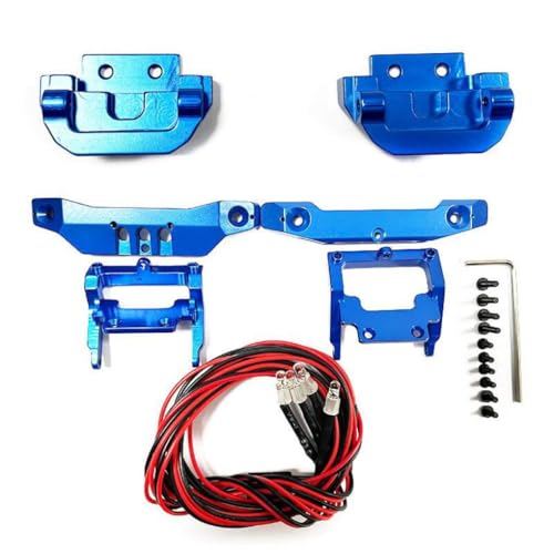 KUENCE Aluminum Upgrade Parts Kit Caster Steering Suspension Arm for 1/18 RC Car Accessories(Blue F R Bumpers) von KUENCE