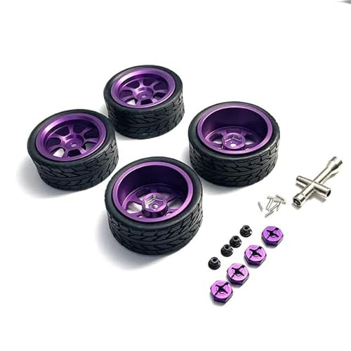 KUENCE Geeignet for Wltoys 1:12 1:14 1:18 RC-Autozubehör 124016 124017 124018 124019 144001 A959 und andere Upgrade-Räder aus Metall(Purple) von KUENCE