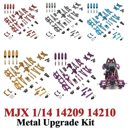 KUENCE MJX 1/14 14209 14210 RC Fernbedienung Auto Teile Metall Upgrade Kit(Blauw) von KUENCE