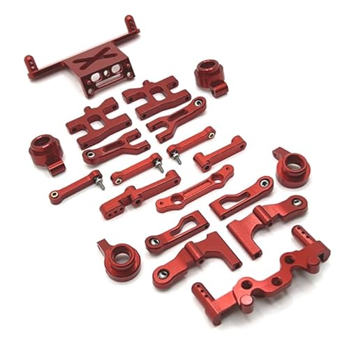 KUENCE MN38 Metall Vorne und Hinten Schwinge Lenkung Tasse Stoßdämpfer Turm Karosserie Halterungen Halterungen Lenkung Montage 1/16 RC Auto Upgrade Teile(Rood) von KUENCE