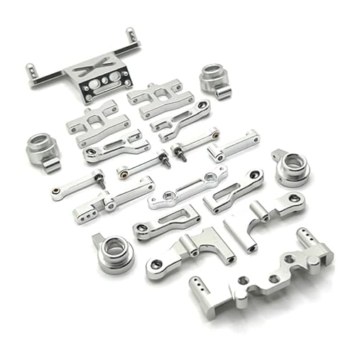 KUENCE MN38 Metall Vorne und Hinten Schwinge Lenkung Tasse Stoßdämpfer Turm Karosserie Halterungen Halterungen Lenkung Montage 1/16 RC Auto Upgrade Teile(Silver) von KUENCE