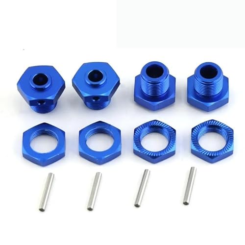 KUENCE Metall 17Mm Rad Hex Hub Adapter Mit Mutter for Arrma 1/8 3S Typhon 1/10 Big Rock V3 RC Auto Upgrade Teile Zubehör Kit(Blauw) von KUENCE