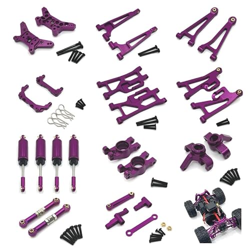 KUENCE Metall-Lenkschale/Schwingen/Hydraulischer Stoßdämpfer 14210 14209 1/14 R/C-Autos RC-Trucks(Purple) von KUENCE