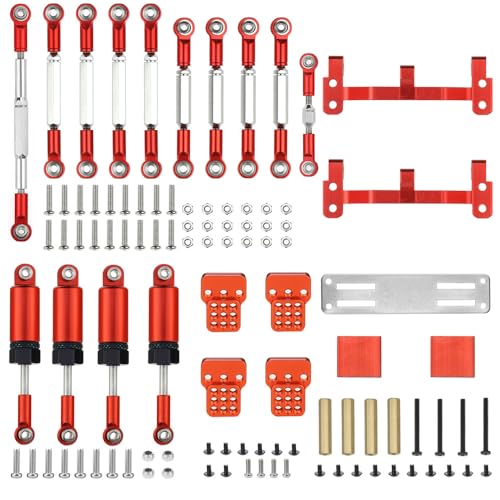 KUENCE Metallchassis Verbindungsstange Zugstange Halterung Stoßdämpfer-Sets for WPL C14 C24 RC Auto Upgrades Teile Zubehör(Dark Grey) von KUENCE