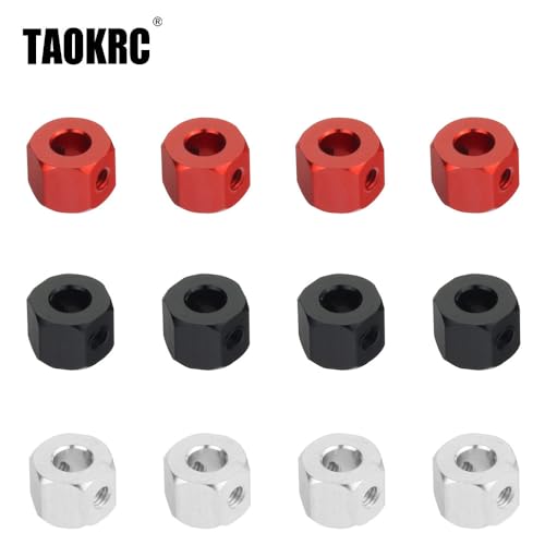 KUENCE TAOKRC 4 STÜCKE 5mm bis 12mm Metall Combiner Radnabe Sechskantadapter for WPL D12 C14 C24 B14 B16 MN D90 D91 RC Auto Upgrade Teile(Rood) von KUENCE