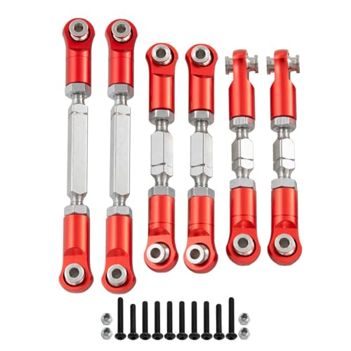 KUENCE Wheelbase Rc Steering Link Rod Set for 1/8 4X4 4S BLX RTR Aluminum Alloy Upgrade Parts(Rood) von KUENCE