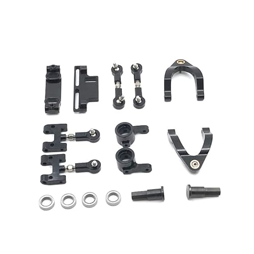 KUENCE for WPL 1/10 D12 Fernbedienung Auto Teile Metall Upgrade Oberen Und Unteren Schaukel Arm Lenkung Tasse Sechseckigen Adapter Set(Zwart) von KUENCE